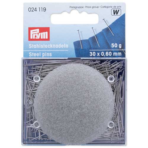 024119 - Straight Pins 6 EF 0.60 x 30 mm silver col w. cushion